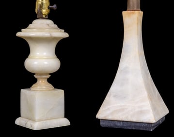 Two Alabaster Lamps, Different Figures