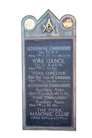 Antique York Masonic Club Painted Sign
