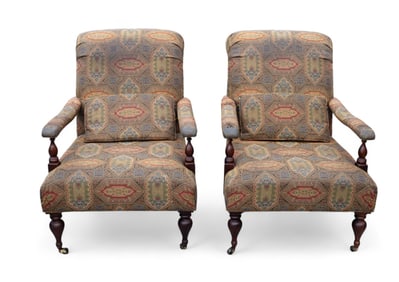 Pair of Baker Upholstered Smoking Chairs