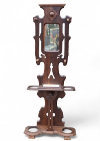Victorian Coat Rack w/ Mirror, Marble Top