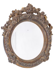 Antique Style Gilt Wood Mirror w/ Cherubs