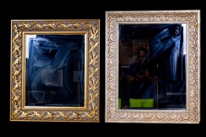 Large Carved Contemporary Beveled Mirrors (2 Pc.)