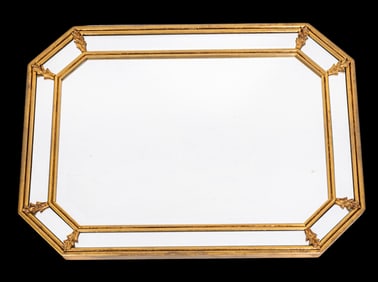 Gilt Wood Beveled Mirror, Octagon Shape