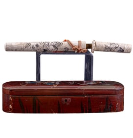 Japanese Carved Tanto Dagger, Lacquer Box