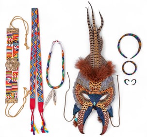 Beaded Ethnographic Jewelry, Mask, Textile