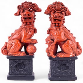Decorative Chalk Ware Foo Lions