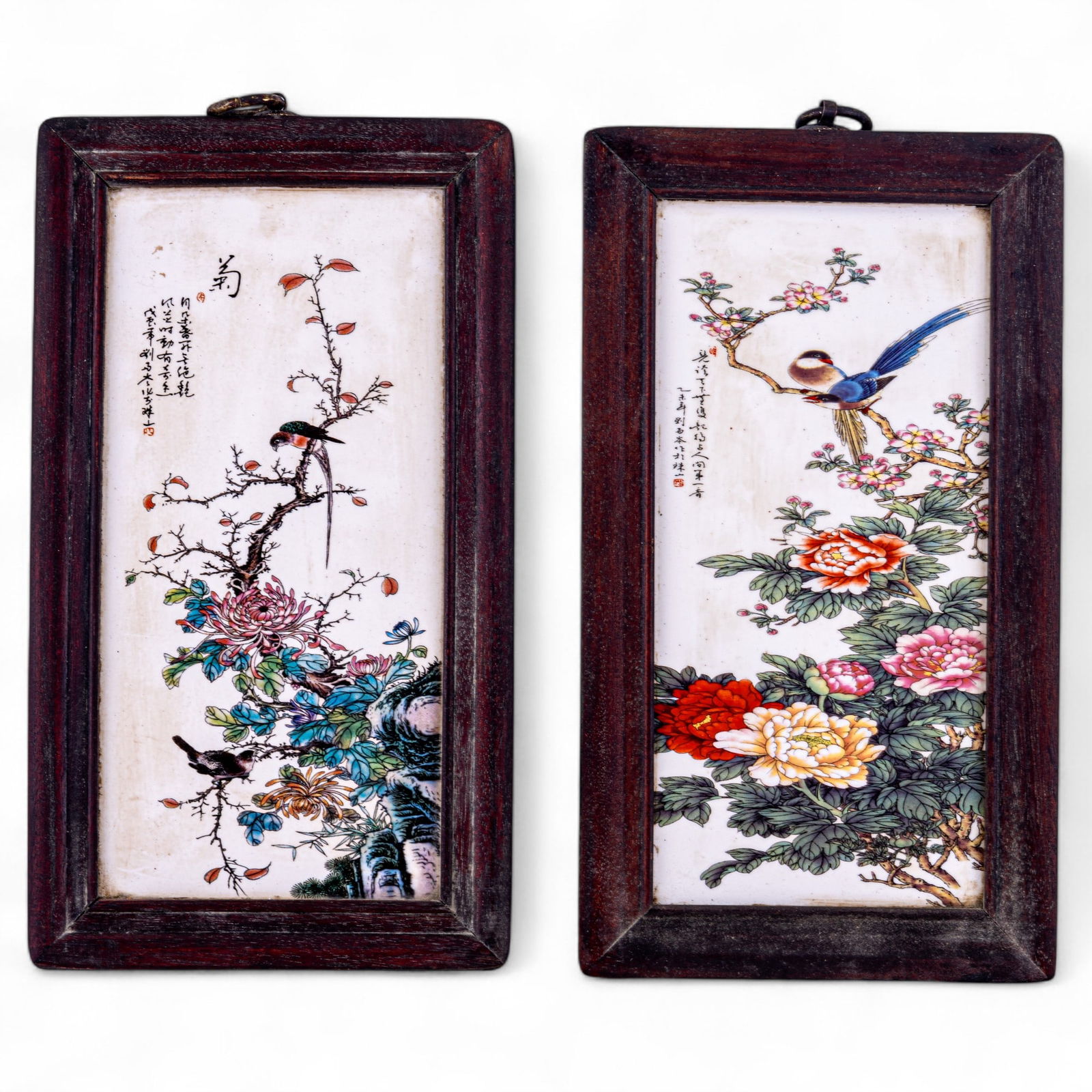 Chinese Framed Transfer Painted Porcelain Plaques (1 of 13)
