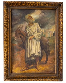 Albert Abramovitz (1879-1963) Oil, Man + Mule