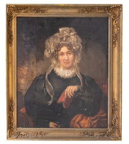 19th C. Oil on Canvas Depicting Elderly Woman