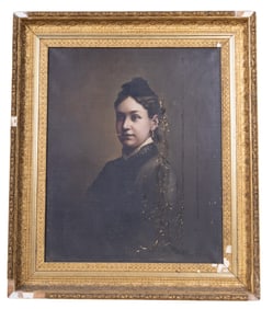 Antique Oil on Canvas Depicting Young Woman