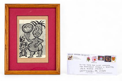 Dick Bissett Folk / Outsider Art "Snuggles + I"