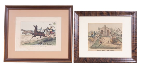 Early Courier + Ives Black Americana Theme Lithos