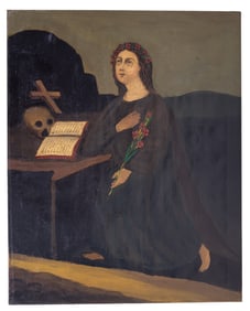 Spanish School Madonna + Child Oil Painting