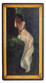 Finely Executed Antique Oil on Board of Woman