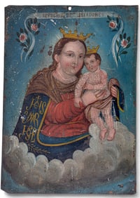 19th C Mexican Retablo Our Lady of Refuge