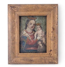 19th C Mexican Retablo Our Lady of Refuge, Framed