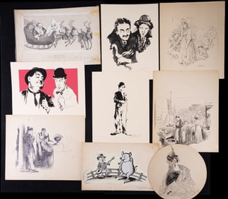 Ink Drawings, Mixed Media, and Prints, Some Signed
