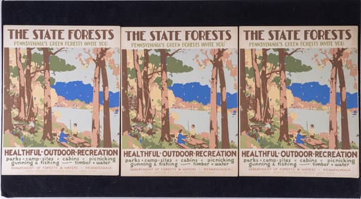 Vintage Pennsylvania Forest Screen Prints (3)