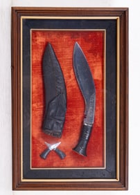 Thai Handmade Khukri Set in Shadow Box