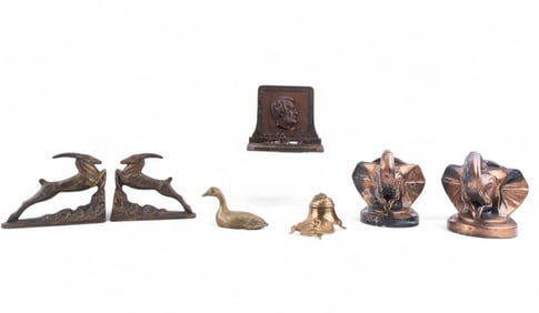 Early Figural Bookends, Abe Lincoln Bookend, more