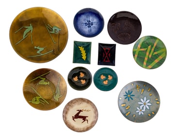 Copper Enameled Art Plates, Figural (11 Pc.)