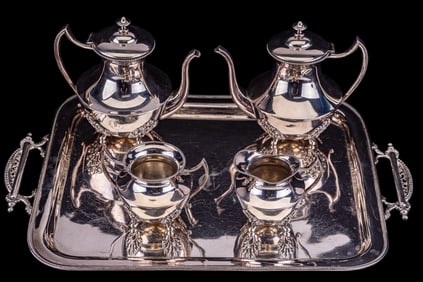 5 Piece Silver Plated Coffee + Tea Set / Service