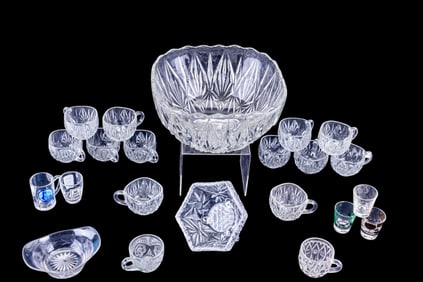 Pressed Glass Punch Set, more Pressed Glass