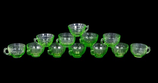 Uranium Depression Glass Coffee Cups