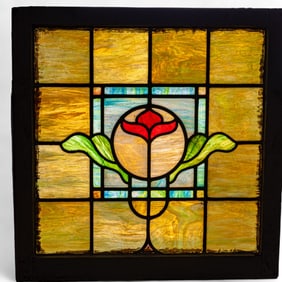 Arts and Crafts Period Leaded Stained Glass Window