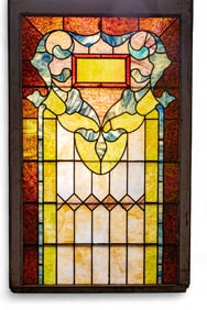 19th C Large Leaded Stained and Slag Window Pane