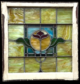 Arts and Crafts Period Leaded Stained Glass Window