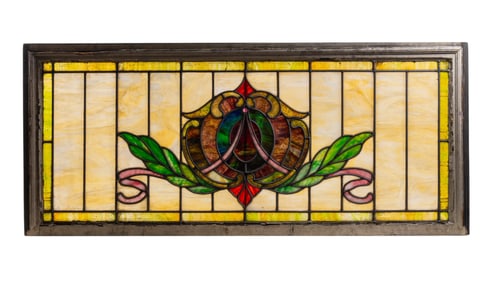 19th C Leaded Slag and Stained Glass Window Pane