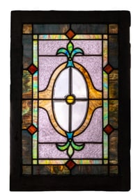 19th C Leaded Slag and Stained Glass Window