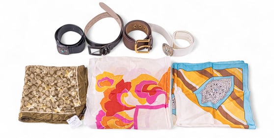 Designer Belts, Some Turquoise, and Silk Scarves