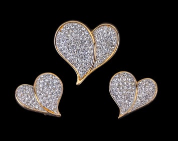 Swarovski Designer Brooch and Earrings