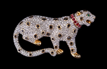 Vintage Swarovski Designer Leopard Brooch