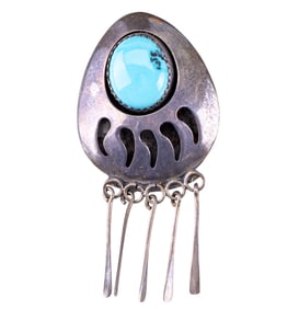 Native American Sterling + Turquoise Pin/Pendant