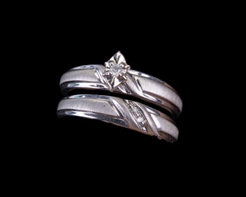 Sterling Silver Engagement Set W/ Diamonds