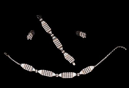 Deco or Vintage Rhinestone Jewelry Trio