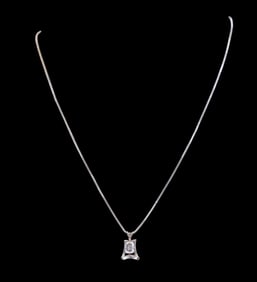 14k Gold Box Chain Necklace with Diamond Pendant