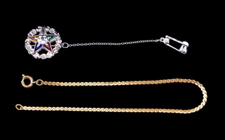12K Gold Bracelet + 10K White Gold Tie Tac
