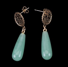 14k Gold + Jade Drop Earrings
