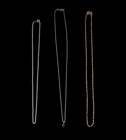 Three 14k White + Yellow Gold Chains