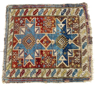 Antique Persian Kazak Mat / Carpet ~3.5'x4'
