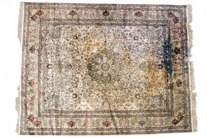 Cream-Colored Silk Carpet ~10'L