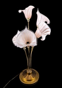 Mid Century Murano Glass Flower Shade Lamp