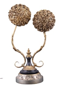 Vintage Brass Figural Flower Table Lamp