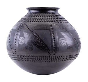 Mexican Black on Black Signed Pottery
