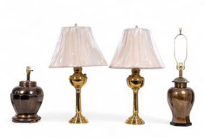 2 Pairs of Brass Lamps