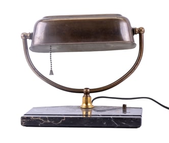Brass and Marble Bankers Lamp